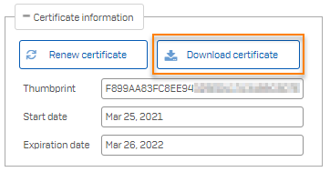 The Download certificate button.