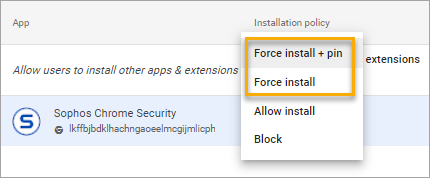 The Installation policy options.