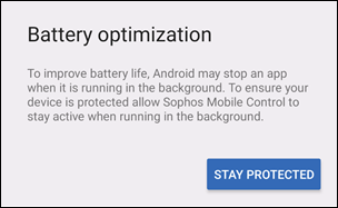 The "Battery optimization" notification.