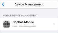 Sophos Mobile 用のデバイス管理項目。