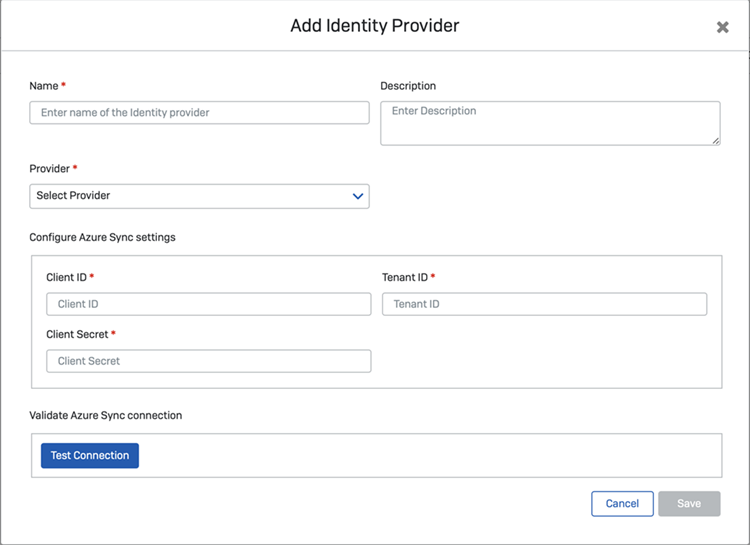 Screenshot of Add Identity Provider page.