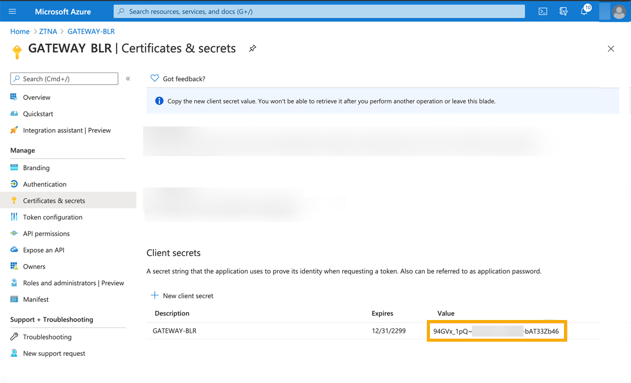 New client secret in Microsoft Entra ID (Azure AD)