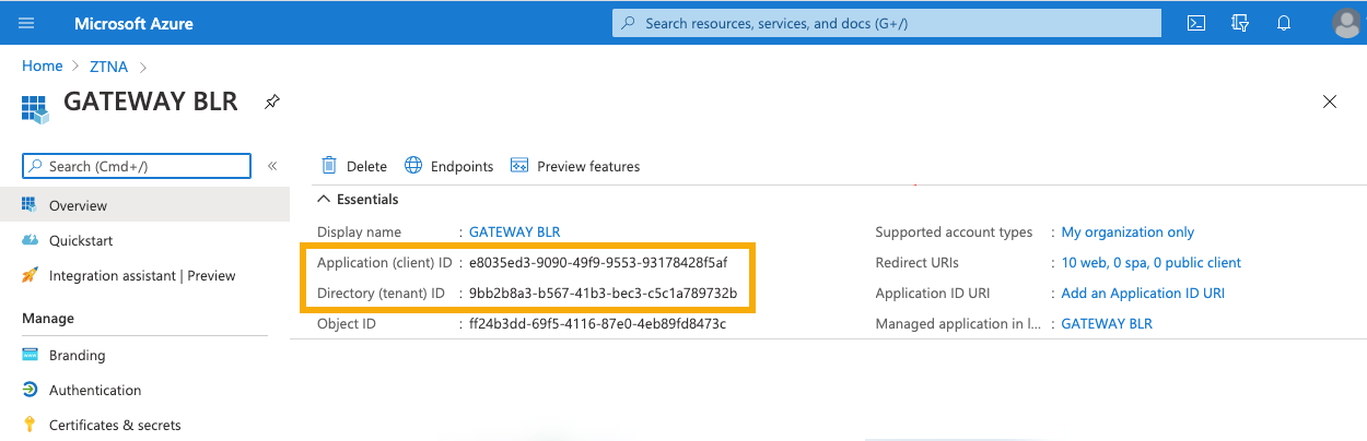 App details in Microsoft Entra ID (Azure AD).