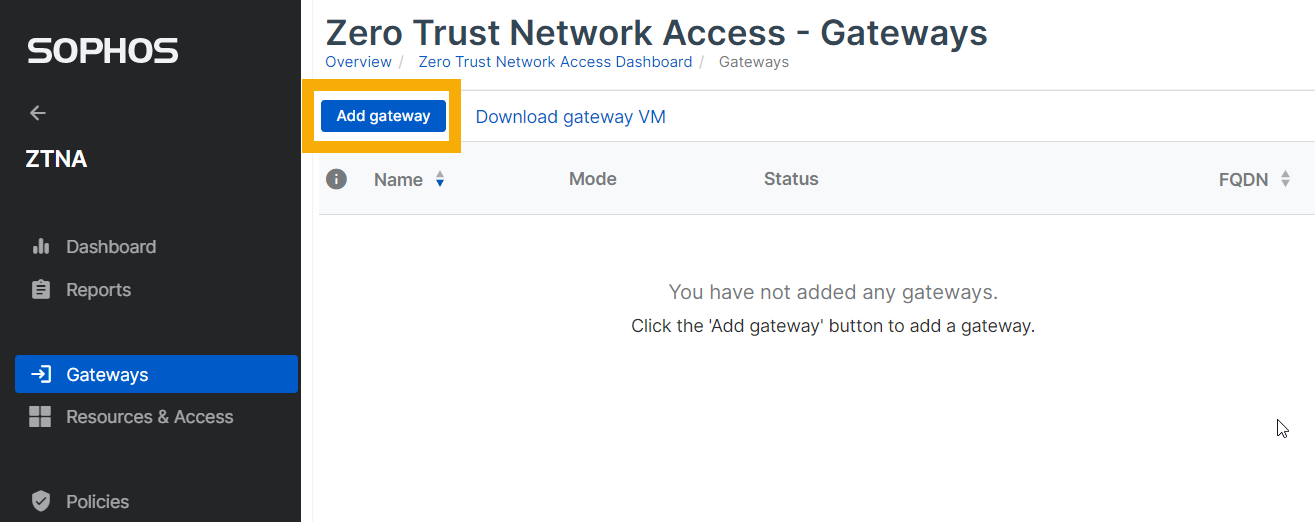 Gateways page.