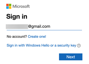 Screenshot of Microsoft sign-in screen.
