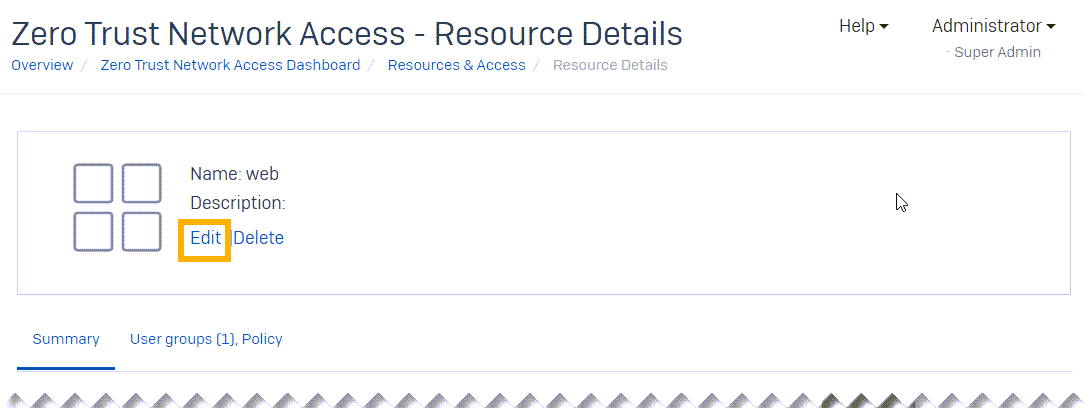 Resource details page.
