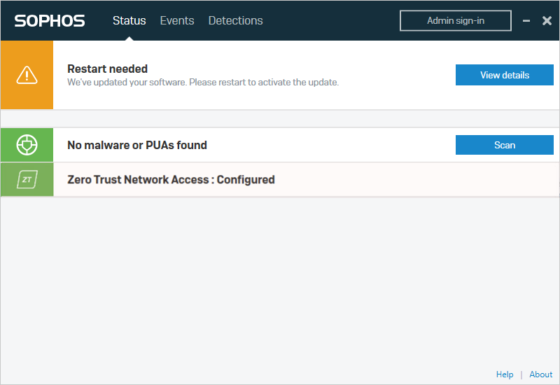 Endpoint status page.