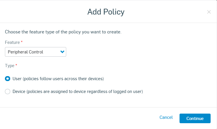 Screenshot of Add Policy page.