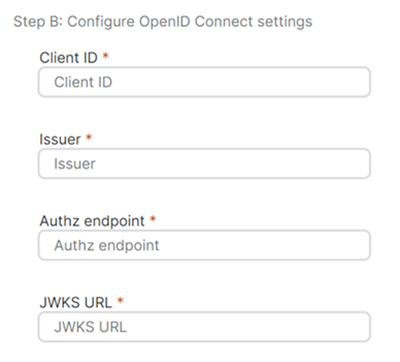 Step B: Configure OpenID Connect settings.