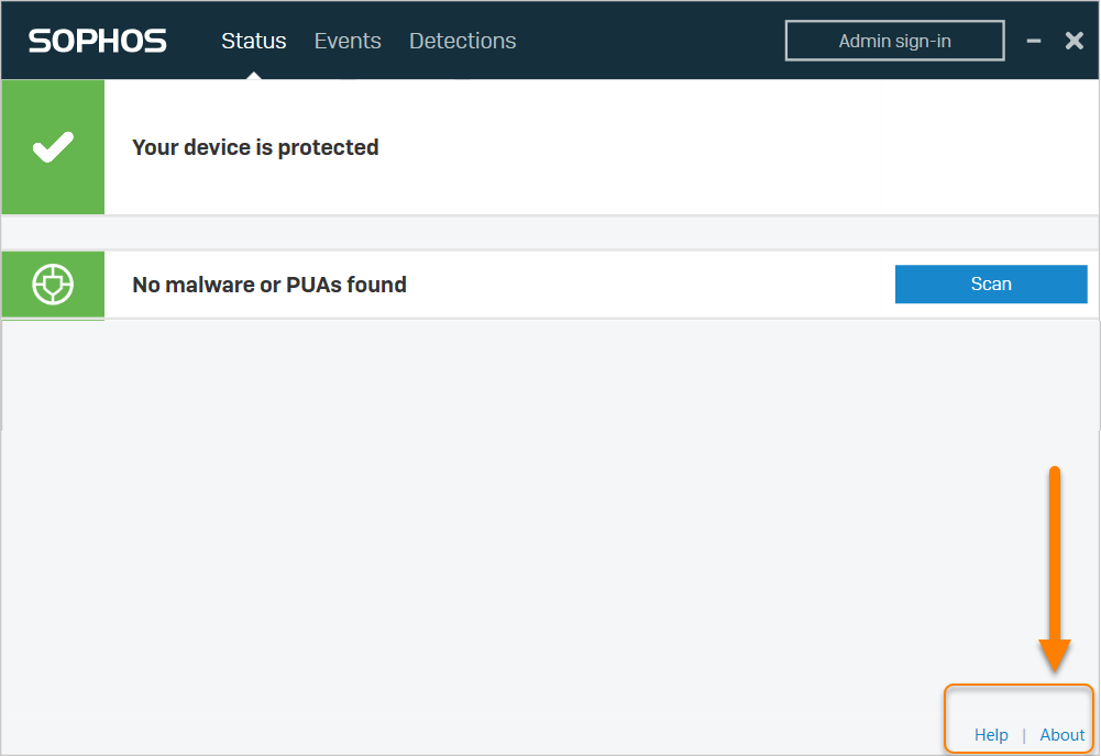 Screenshot of Sophos Endpoint Status page