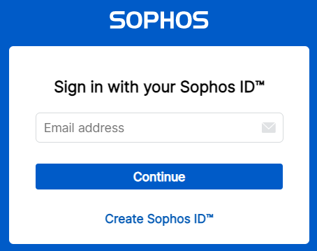 Sophos Sign in screen.