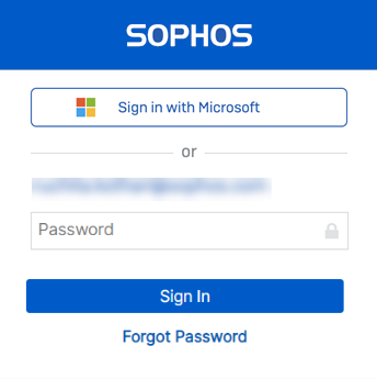 Sophos ID or Microsoft Entra ID (Azure AD) sign-in screen.