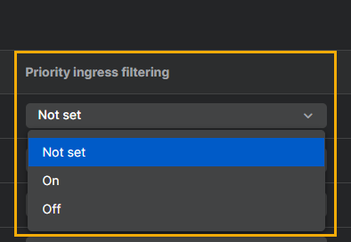 Turn priority ingress filtering on or off.