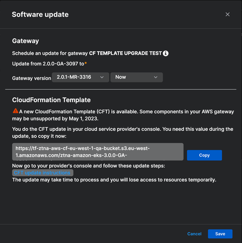 Gateway software update