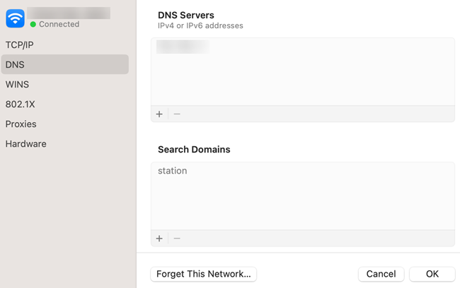 La pagina dei server DNS.