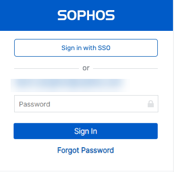 SSO または Sophos Central Admin のメールとパスワードを使用したサインイン