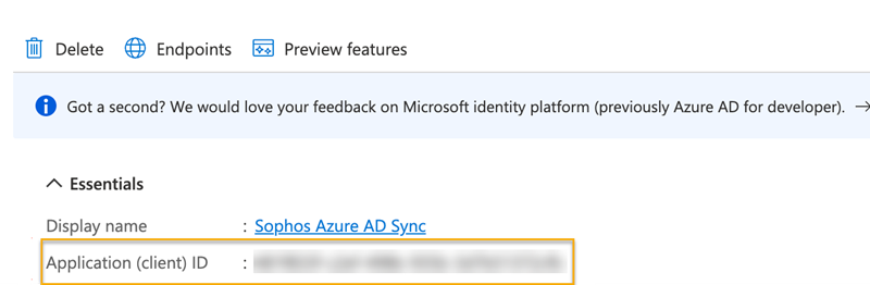 Microsoft Entra ID(Azure AD) 응용 프로그램의 클라이언트 암호를 보여 주는 스크린샷.