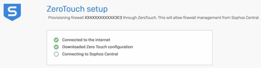 Configuração Zero Touch em andamento.