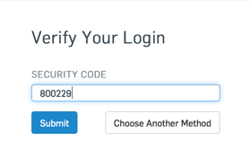 Captura de pantalla del mensaje del código de seguridad del autenticador