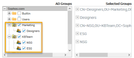 Select AD groups to import