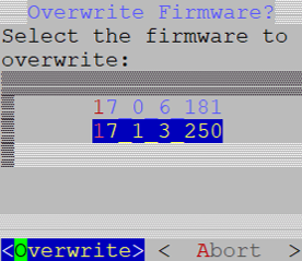 Select the firmware to overwrite