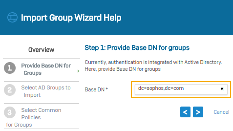 Import Base DN in the import group wizard