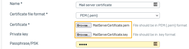 Upload the mail server certificate
