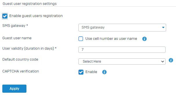 Guest user registration settings