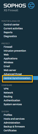 Central Synchronization menu option.