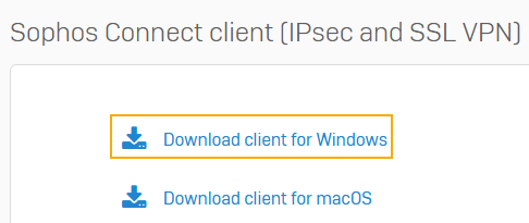 Download Sophos Connect client for Windows