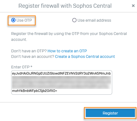 Enter OTP and click Register.
