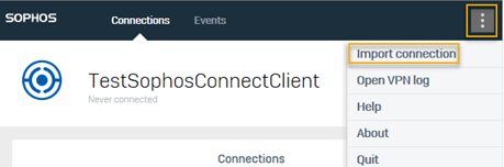 Sophos Connect クライアントへの接続のインポート