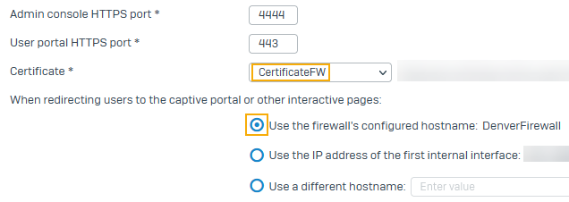 Selecting firewall's hostname