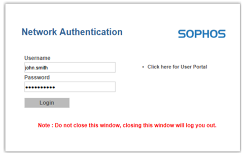 Captive portal sign-in page.
