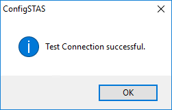 A successful connectivity test message