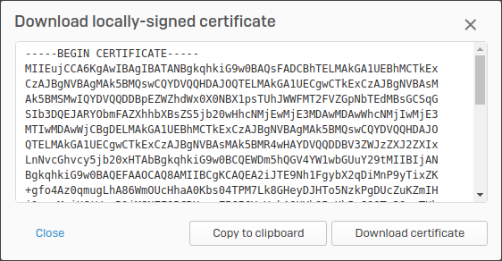 Certificates: Download dialog box
