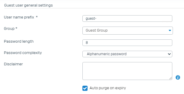 Guest user general settings