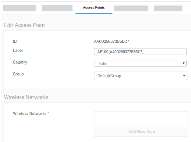Example access point settings.