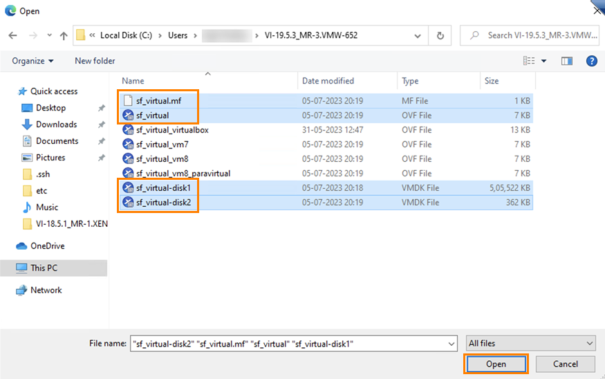 File explorer window with four files selected.