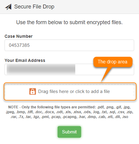 Das Dialogfeld „Secure File Drop“