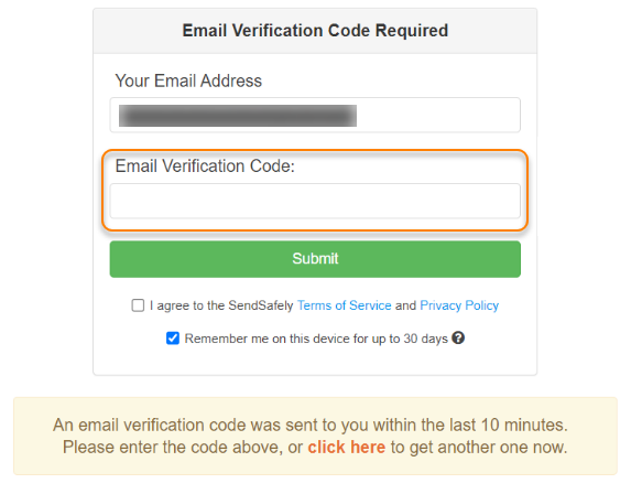 Das Dialogfeld „Verify Email“