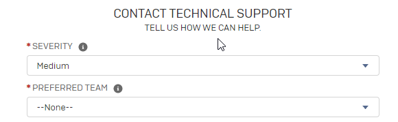 Champ « Contacter le support technique ».