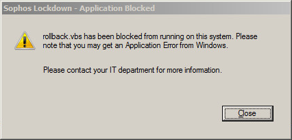 "Application blocked" error message