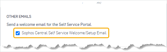 Enviar correo electrónico de bienvenida a Sophos Central Self Service Portal